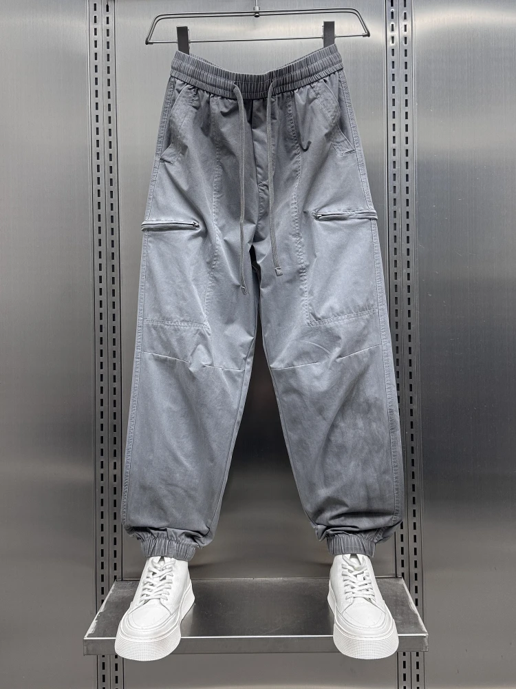 

Мужские летние повседневные дышащие брюки-карго свободного кроя с завязками, молодежные, модные, для активного отдыха