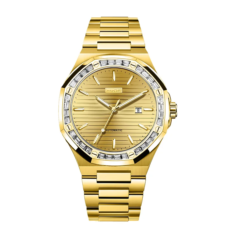 MIGE Luxury Brand Watches for Men Automatic Self Winding Mens Watch Stainless Steel Waterproof Men Mechanical Wristwatches