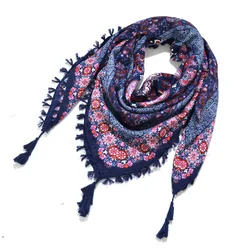 Boho Handkerchiefs Cotton Square Big Large Beach Bohemian Scarf Winter Scarves Woman Wrap Retro Female 115cm Foulard Floral New