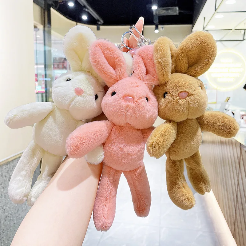 Nieuwe Zachte Schattige Konijn Pluche Pluche Sleutelhanger Cartoon Kawaii Bunny Knuffels Kids Meisjes Tas Bedel Cadeau