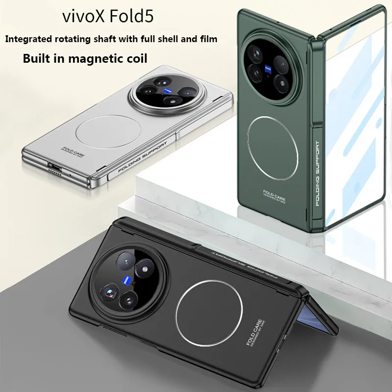 

Чехол-держатель для Magsafe Heavy Duty Skin Feel для Vivo X Fold 5 5G с беспроводной зарядкой и крышкой из закаленной пленки 9H HD