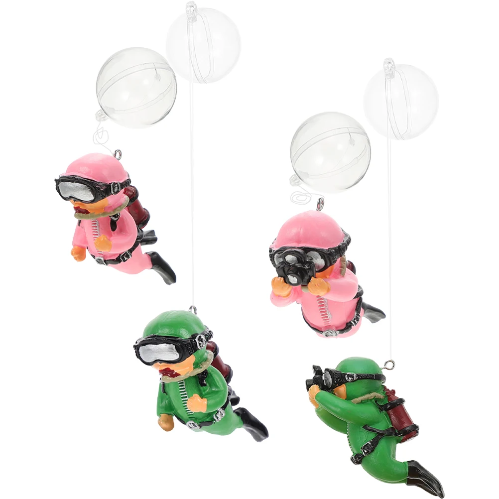 

4PCS Aquarium Diver Decoration Pink Figurines Floating Sinking Adjustable Fish Tank naments Pet Supplies