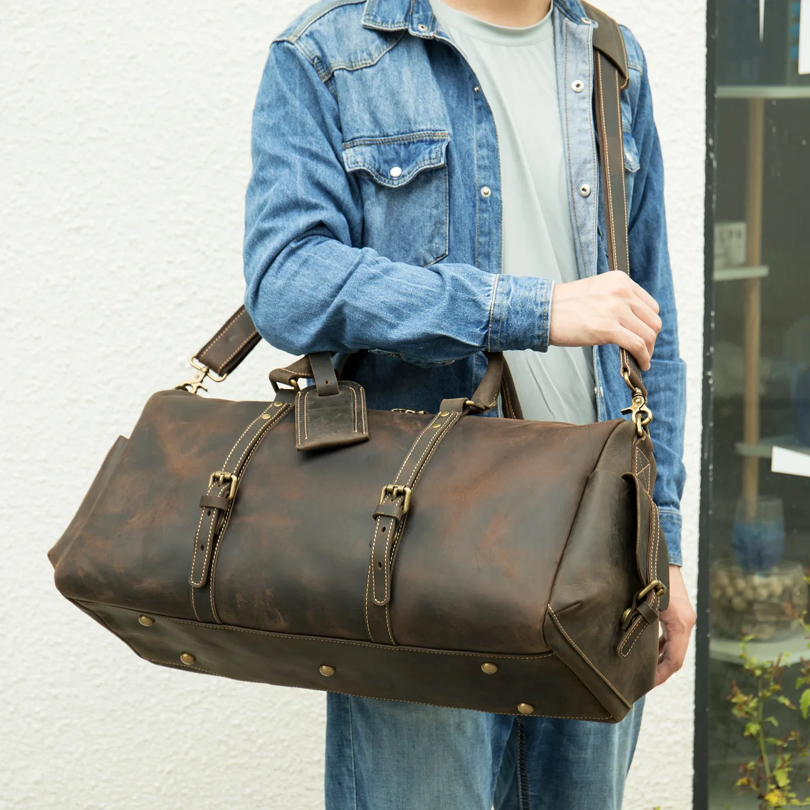 Borsa da viaggio Marut, borsa da uomo, tracolla monospalla, borsa da viaggio d'affari in pelle, borsa da viaggio, borsa da fitness