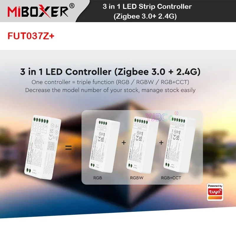 Miboxer 3 in 1 RGB/RGBW/RGBCCT LED Controller(ZIGBEE3.0+2.4G) LED Strip Controller FUT037Z+ 2.4G Controller FUT037S+