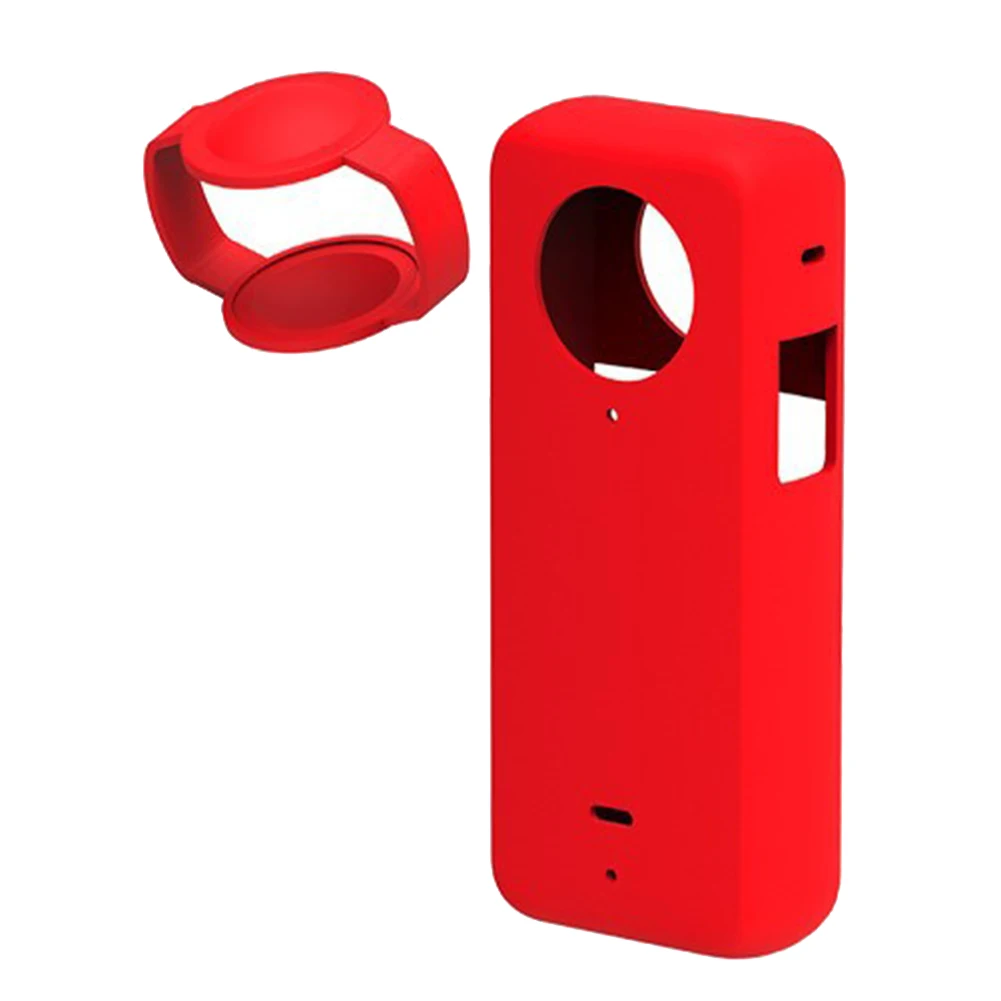 Silicone Case for Insta 360 X3 Panoramic Action Camera Dustproof Silicone Protective Case Anti-Drop Case(Red)