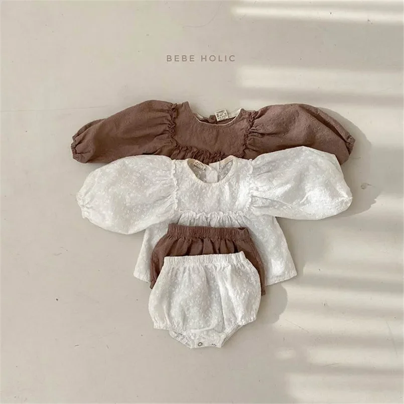 

Vintage Lace Embroidery Girls Clothing Set Spring Fall Long Sleeve Infant Baby Jumpsuit for Toddler Girls Clothing Children Suit