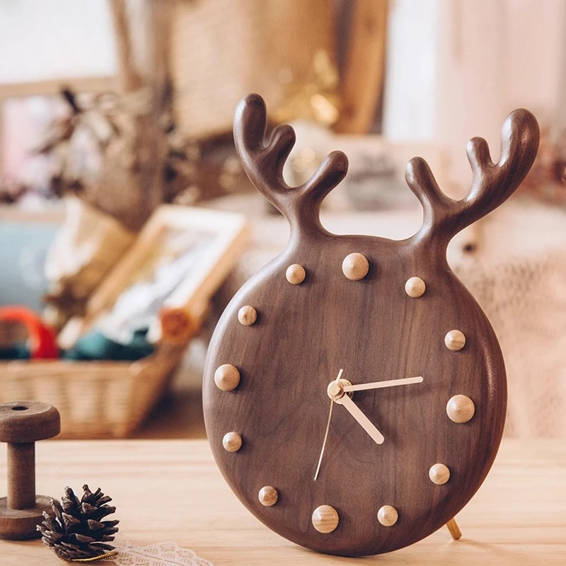 

Nordic Solid Wood Wall Clocks Japanese Designer Luxury Antler Wall Clocks High-end Minimalist Home Décor Reloj De Pared FYWC