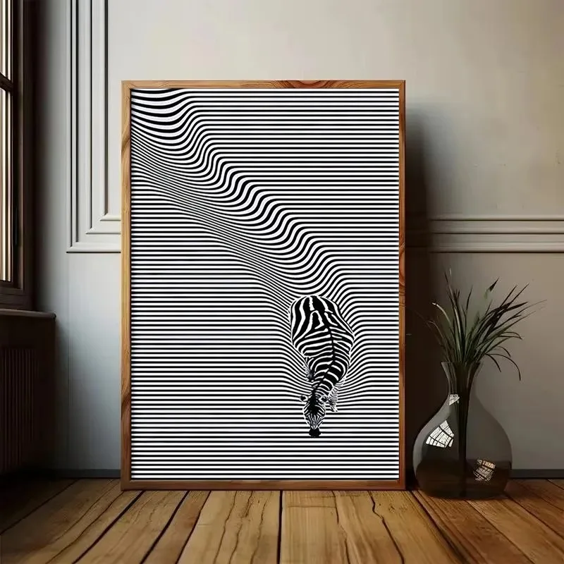 Striped Black and White Zebra Poster Canvas Painting Print  Animal Aesthetic for Living Room Home Decor Cuadros