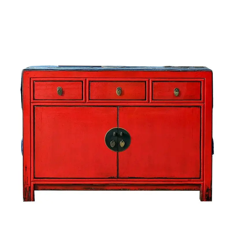 

entrance cabinet, retro elm cabinet, new Chinese-style Chinese-style solid wood cabinet, antique creative old, locker red