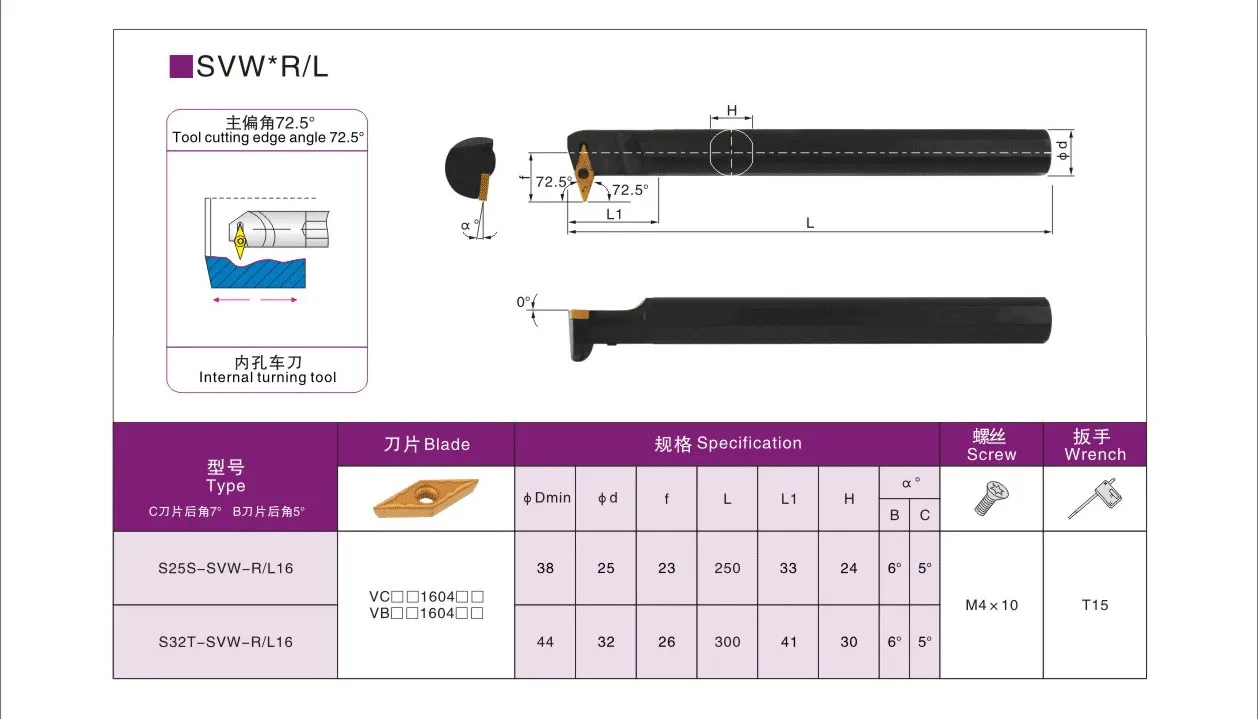 LIHAOPING Lathe Cutter Shank S16Q S20R S25S SVWBR11 SVWBR16 SVWBR Internal Turning Tool S16Q-SVWBR11 S20R-SVWBR11 S25S-SVWBR16