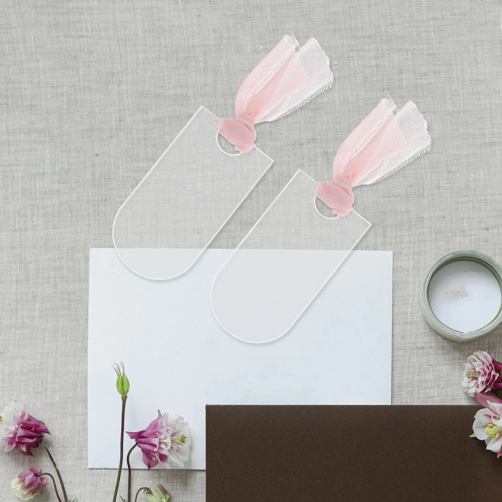 

20Pcs Elegant Blank Arched Acrylic Place Cards with Ribbon Stunning Reserved Seat Signs for Weddings Parties and Table Settings