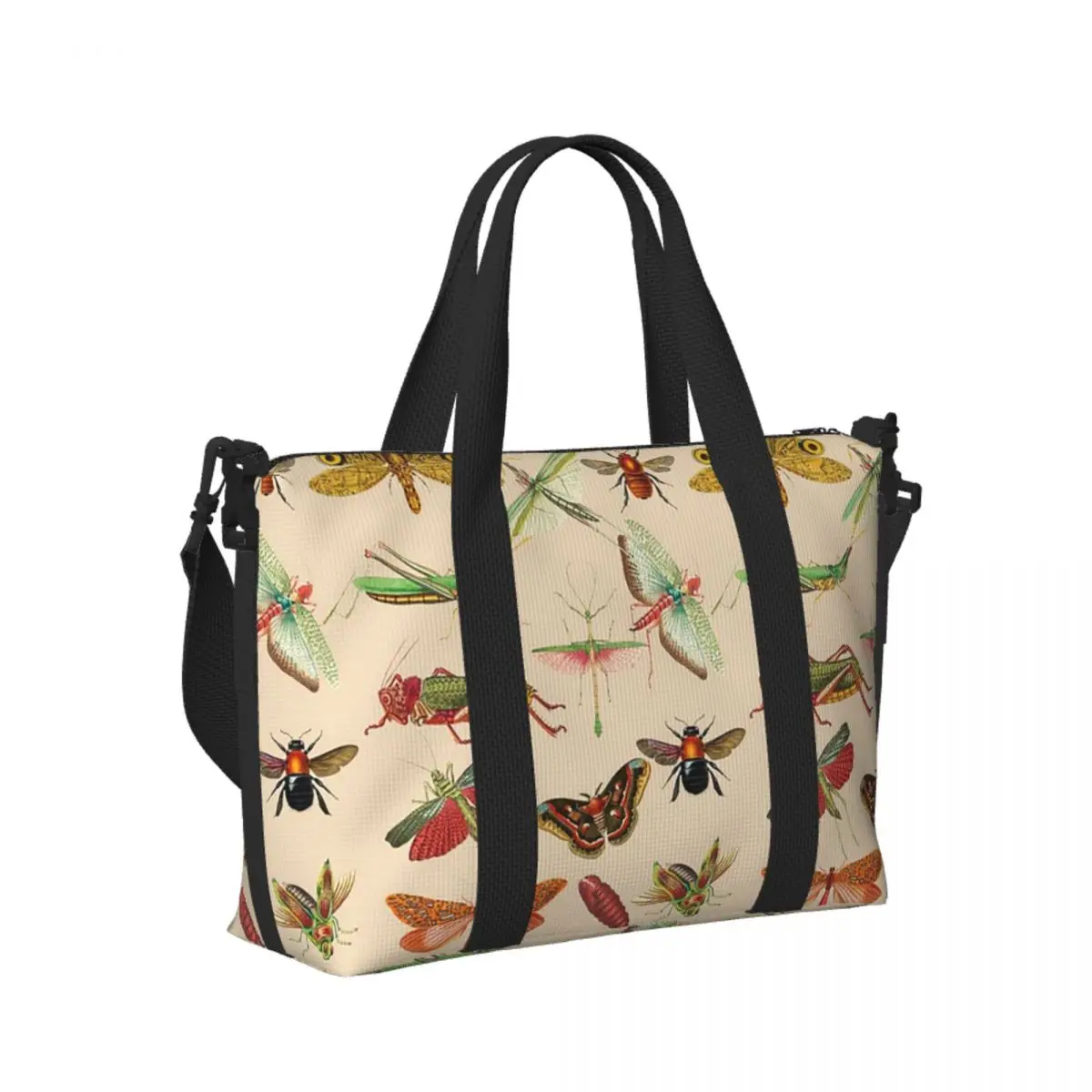 

Винтажная пляжная дорожная сумка с иллюстрацией жуков и насекомых, большая вместительная сумка-тоут для спортзала, спортивная женская дорожная сумка для покупок