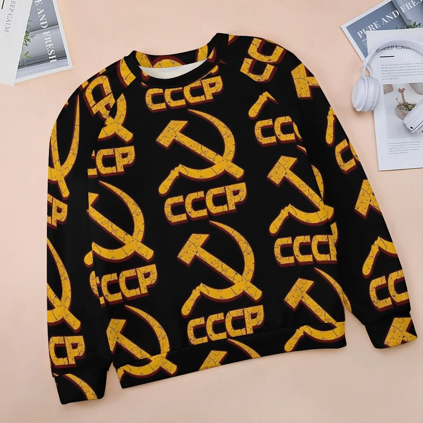 CCCP Casual Hoodies USSR Hammer and Sickle Cute Printed Hoodie Autumn Long Sleeve Harajuku Oversized Sweatshirts Birthday Gift