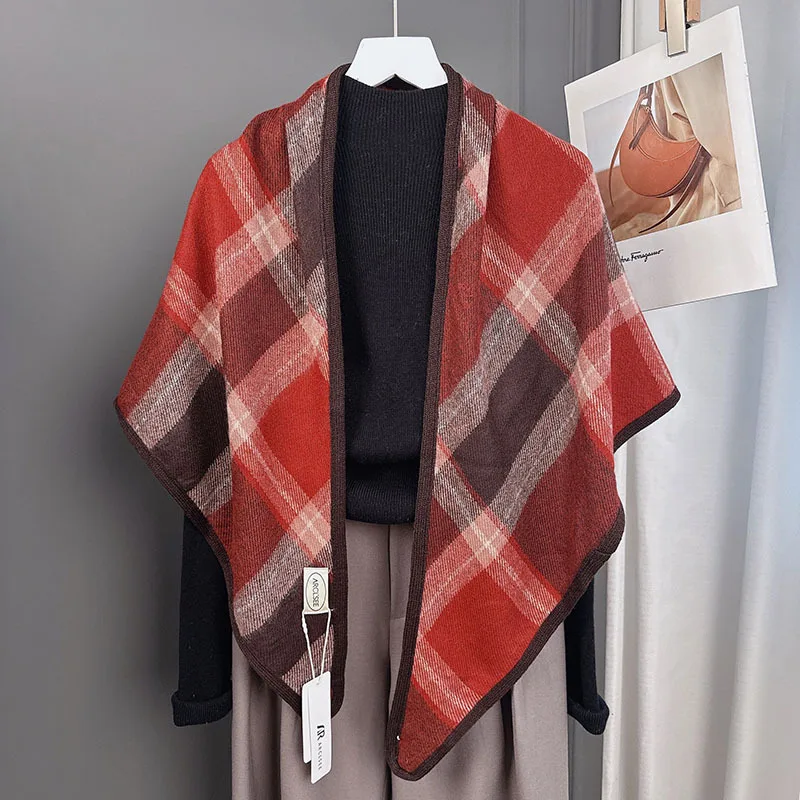 

Large-sized plaid shawl mothers, suitable afternoon tea, warm and elegant, British-style scarf, soft and suitable au