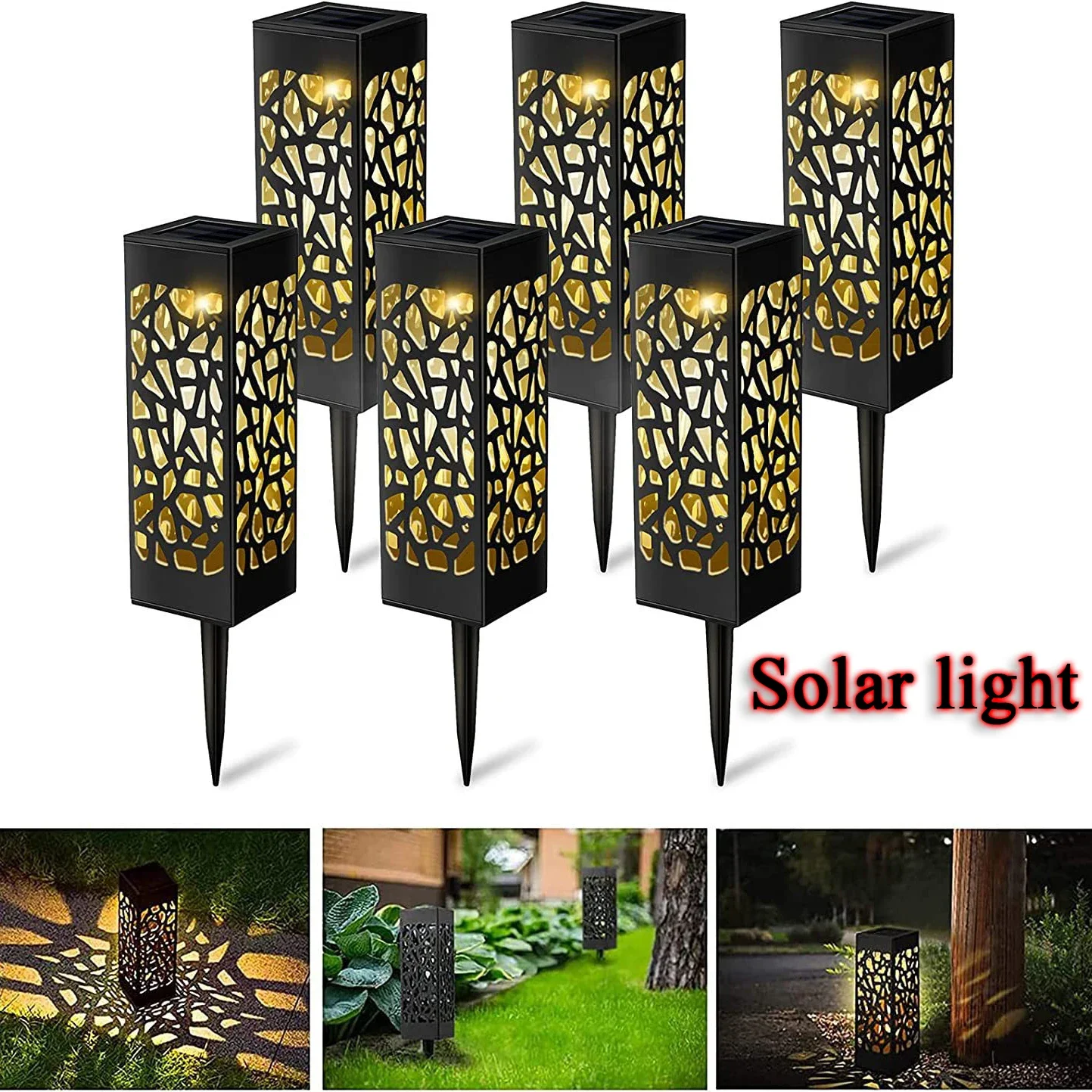 Lampe solaire LED étanche pour l'extérieur, belle lampe de pelouse creuse, capteur de lumière, jardin, prise de sol, lumières décoratives, 1 pièce, 2 pièces, 4 pièces, 6 pièces