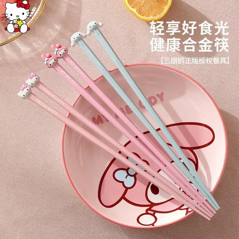

New Cute Cartoon Sanrios Hello Kittys My Melody Tableware Chopsticks Cute Good-Looking High-End Tableware Fashion Festival Gift