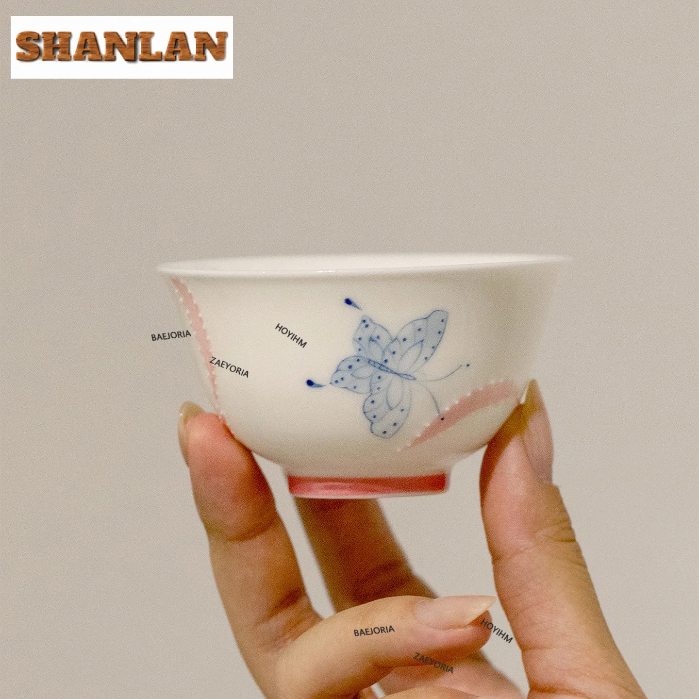 

70ml Hand-painted Green Butterfly Teacup Creative Tea Bowl Cup For Tea Tea-tasting Fragrance Cup Jianzhan Master Cups Teaset