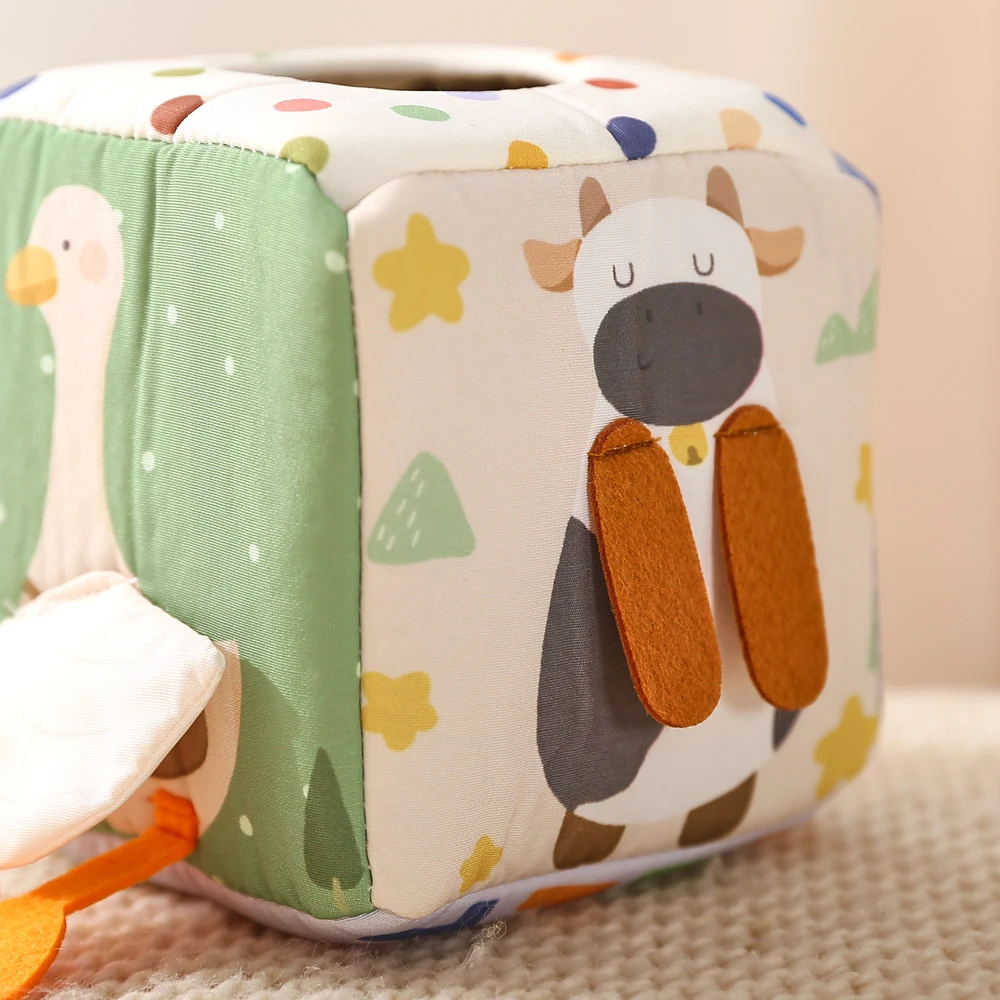 Baby Magic Tissue Box Spielzeug – 12 Seidenschals + 3 Knistertücher, Bärenspiegel, Enten-Geräusch, Weiche Baumwolle, BPA-frei, Sensorisches Geschenk – Detail 15