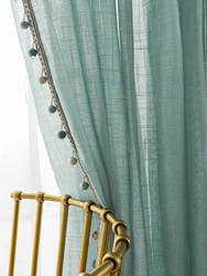 Japanese Simple linen For Living Room Solid Color Lake Green For Children's Room