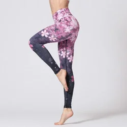 Cloud Hide Yoga Pants Women Flower High Waist Sports Leggings Girl Tights Push Up Trainer Running Trousers Workout Tummy Control