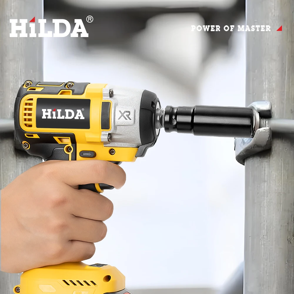 HILDA 21V Cordless Impact Wrench Two Li-ion Battery  Fast Charger Tool Bag Power Impact Driver for Car Home