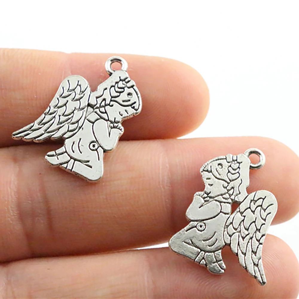 23x16mm 15pcs Antique Silver Plated Angel Girl With Wings Handmade Charms Pendant:DIY for bracelet necklace-P2-09