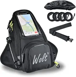 Wolt Powersports Motorfiets Tanktas Met Waterdichte Regenhoes Sterke Magnetische, Motortas Transparante Zak Voor Mobiele Telefoon