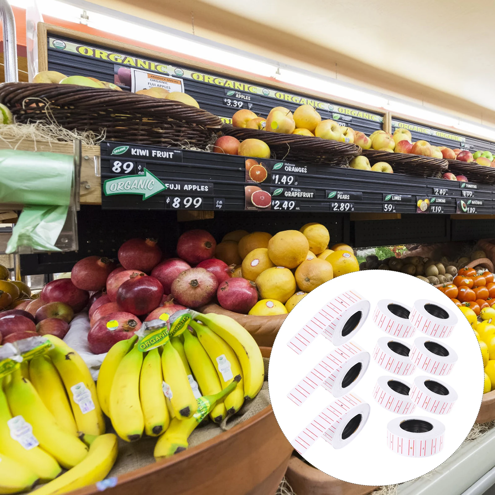 

1 Roll Price Label Paper Self-Adhesive Cost Tag Machine Use Double Market Accessory Sale Tags Retail Store Supply