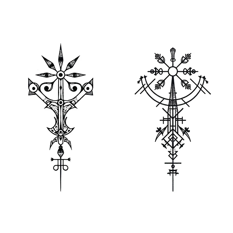 Autocollants de tatouage temporaire imperméables à motifs géométriques, imperméables longue durée de une à deux semaines, pour homme et femme, pour le bras