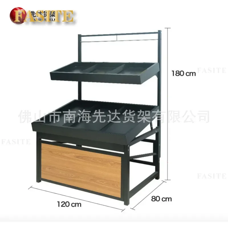 For Supermarket Vegetable and Fruit Rack Fresh Produce Display Stand Stackable Storage Shelf Heavy Duty Metal Organizer for