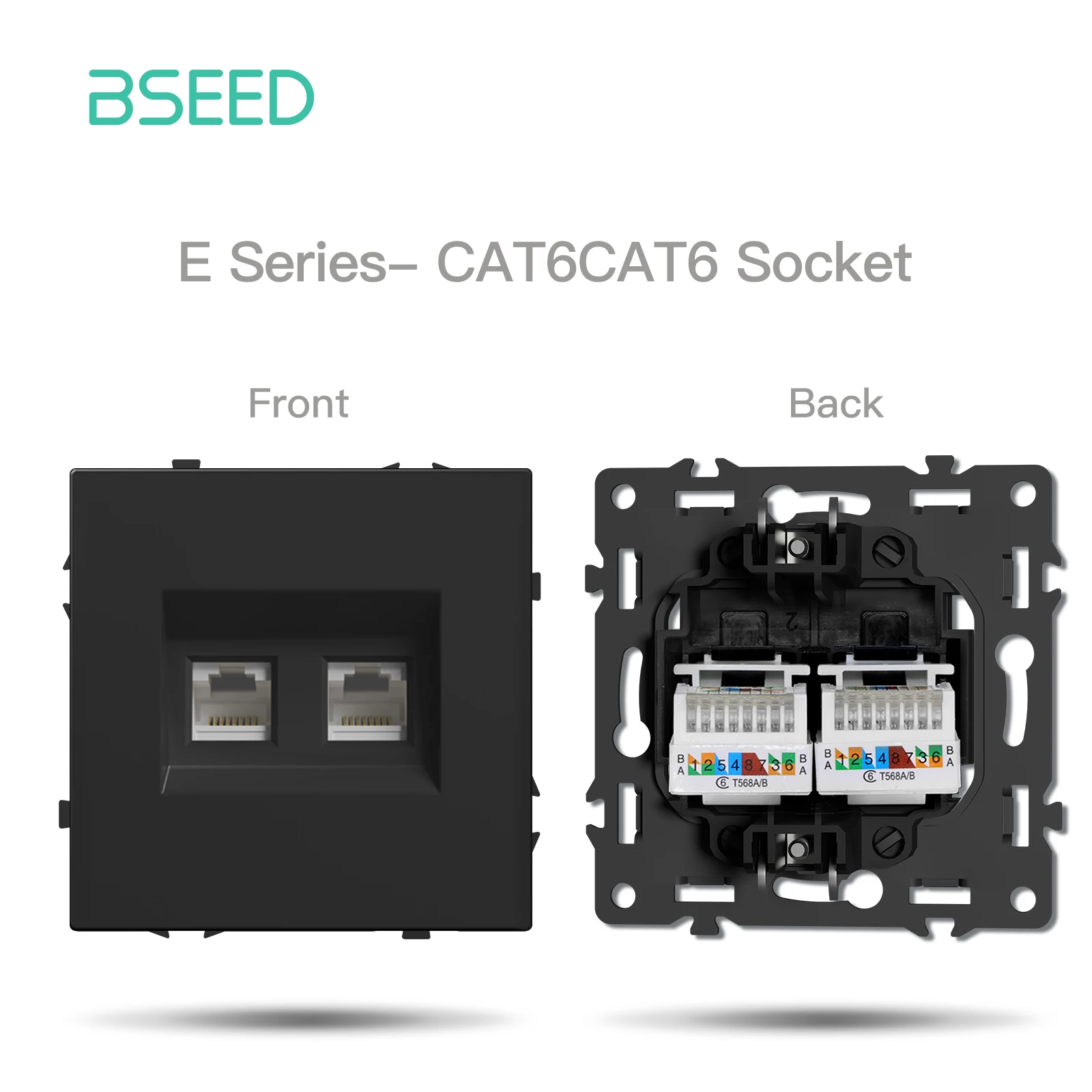 BSEED Tastenschaltermodul USB Telefon Ladebuchse Teile Wandlichtschalter Schlüsseleinsatz Kunststoffrahmen Kombination E-Serie Schwarz 4