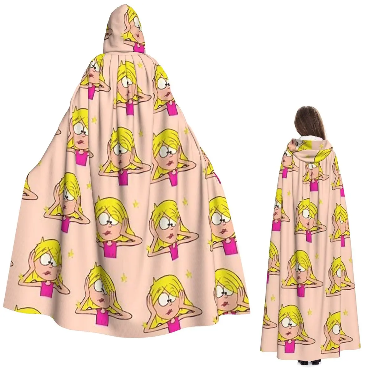 

Lizzie Mcguire Cartoon Long Hooded Cloak Witch Medieval Costume Cosplay Cape HalloweenParty Adult Unisex