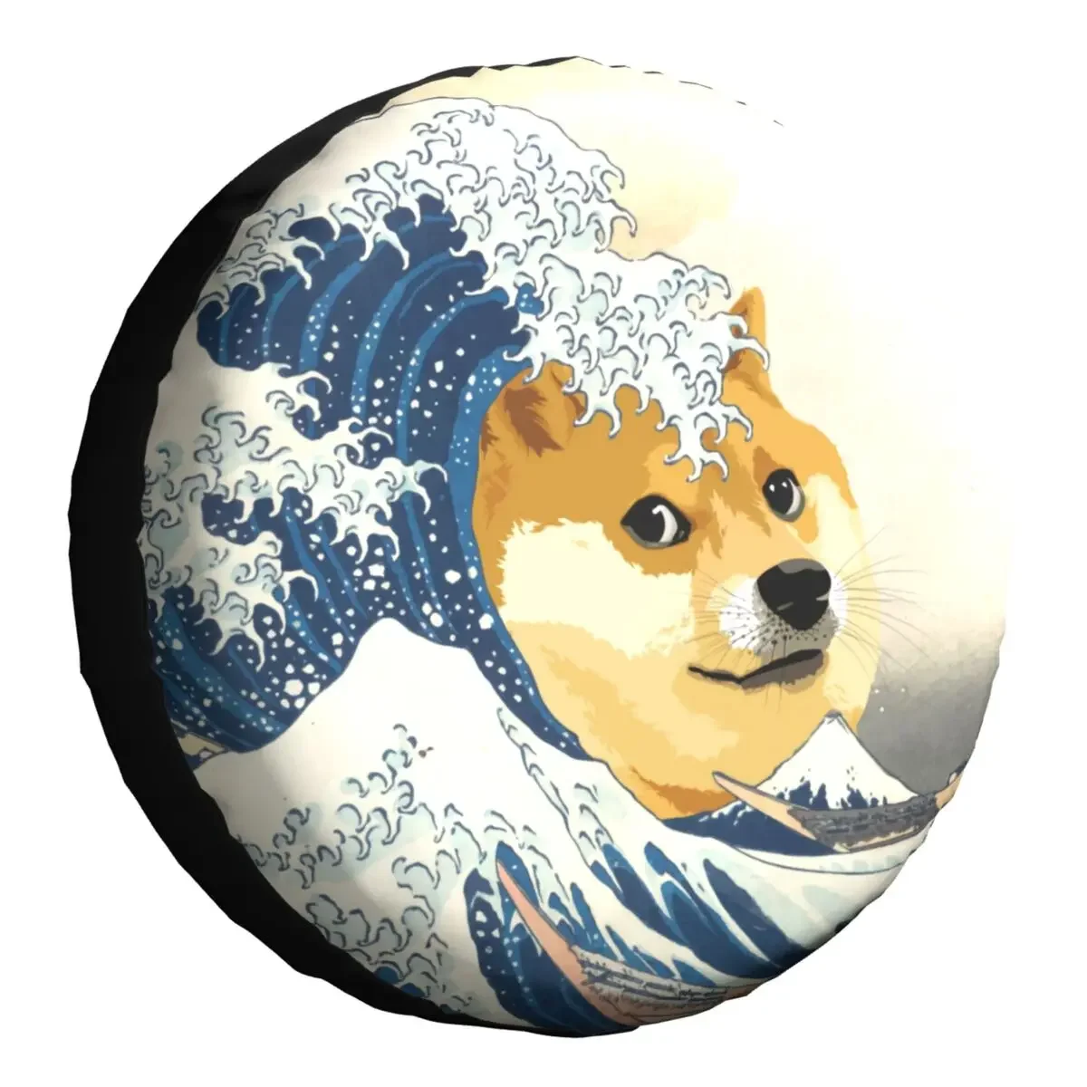 

Чехол для запасного колеса Dogecoin Wave Kanagawa, универсальный, подходит для Jeep Mitsubishi Pajero Shiba Inu SUV RV Trailer 14 дюймов 15 дюймов 16 дюймов 17 дюймов