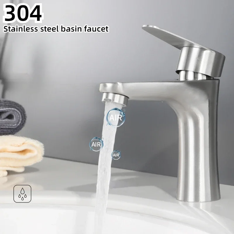 304 stainless steel hot and cold faucet, small waist shape lead-free health faucet, bathroom basin faucet