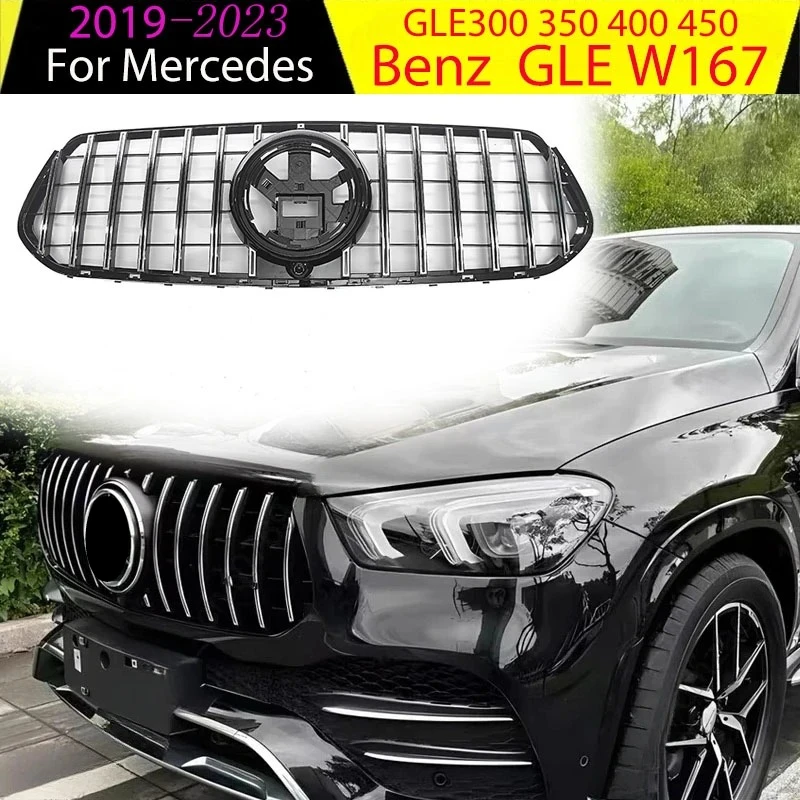 GT Style for Mercedes Benz GLE W167 GLE300 350 400 450 2019-2023 Front Grille Bumper Racing Grill Auto Accessories Body Kit