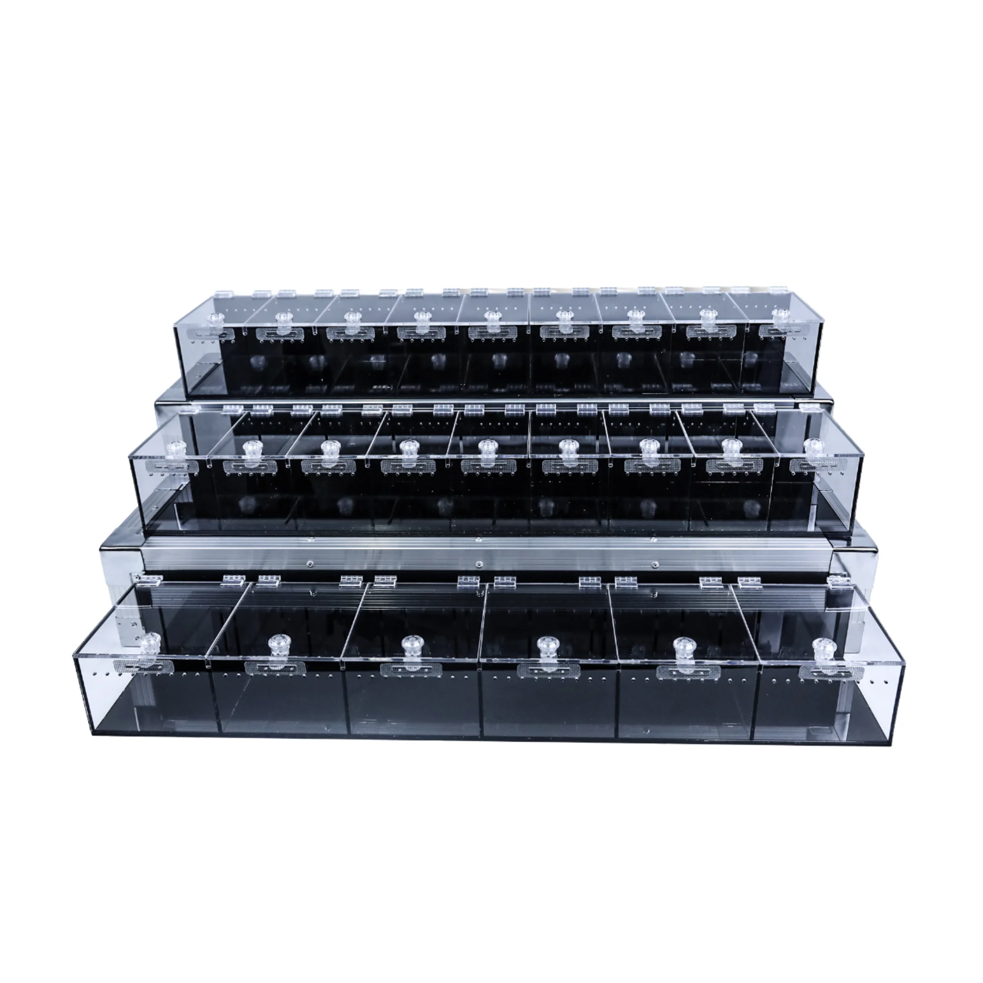 

Custom 3-Shelf Luxury Acrylic Terrarium Enclosure Tank Transparent Reptile Breeding Box Cage for Pet Displays Expo Shows