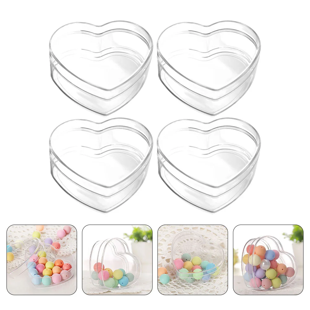 4 Pcs Transparent Storage Box Boxes for Candy Treat Snack Containers Small Favor Snacks Packing Gift Bulk Clear