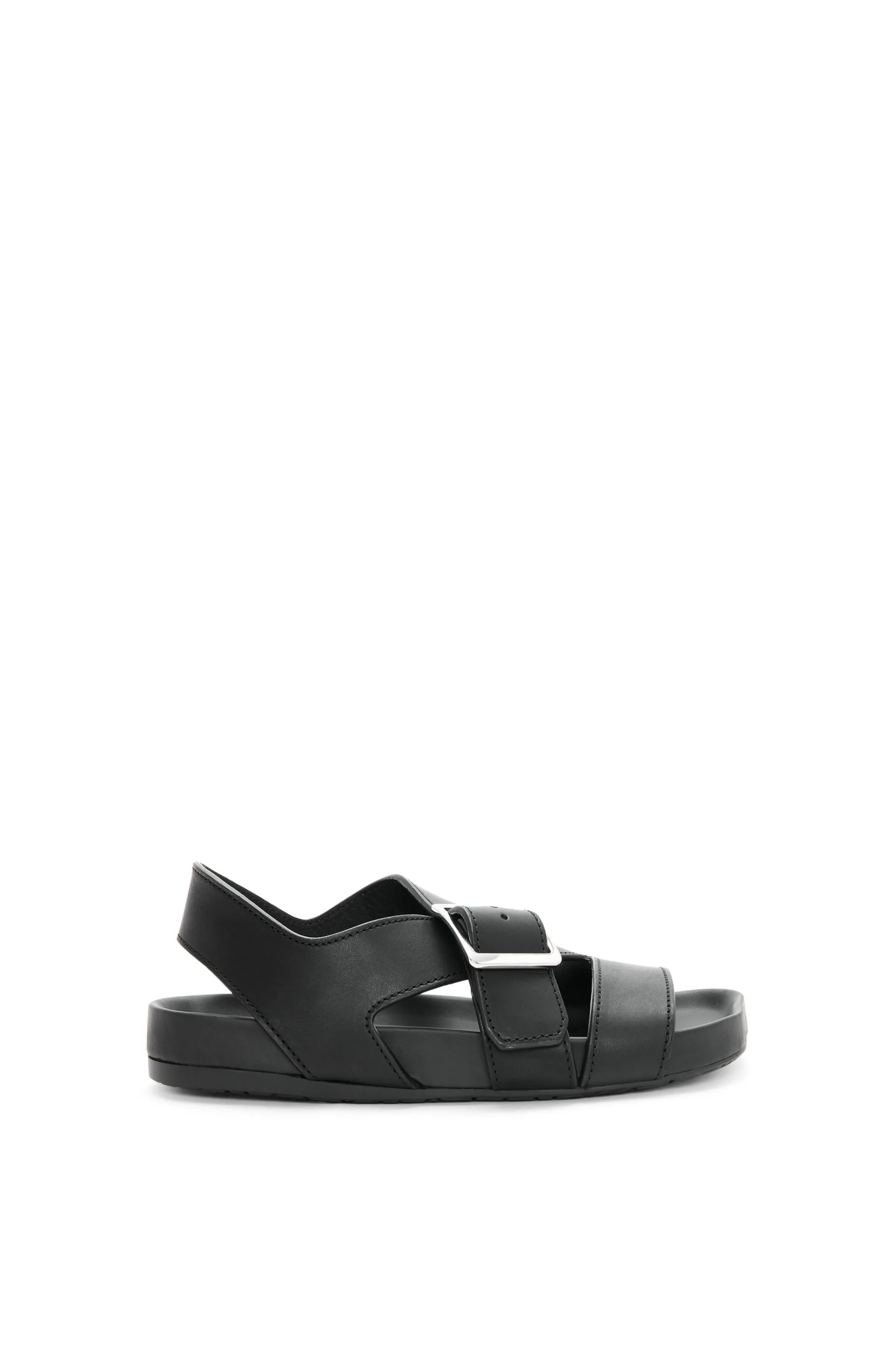 Women's Ease Buckle Sandal In Vegetal Calfskin Black