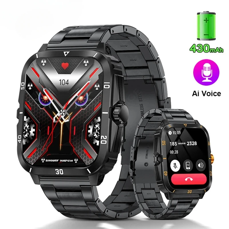 

2024 New Men's Sport Smartwatch - 1.96" Screen. Blood Oxygen Monitoring. Bluetooth Call. 100+ Sports Modes. Waterproof.