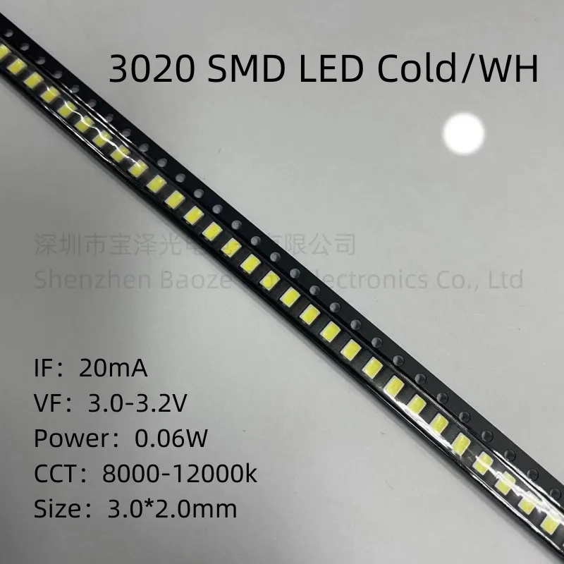 3020 SMD LED Cold white 3.0*2.0mm High brightness High quality lamp beads