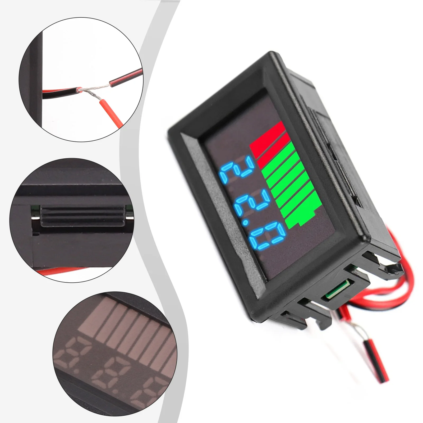 12-72V Car Battery Charge Indicator Lithium Battery Capacity Meter Digital Display Battery Tester Power Tools Accessories