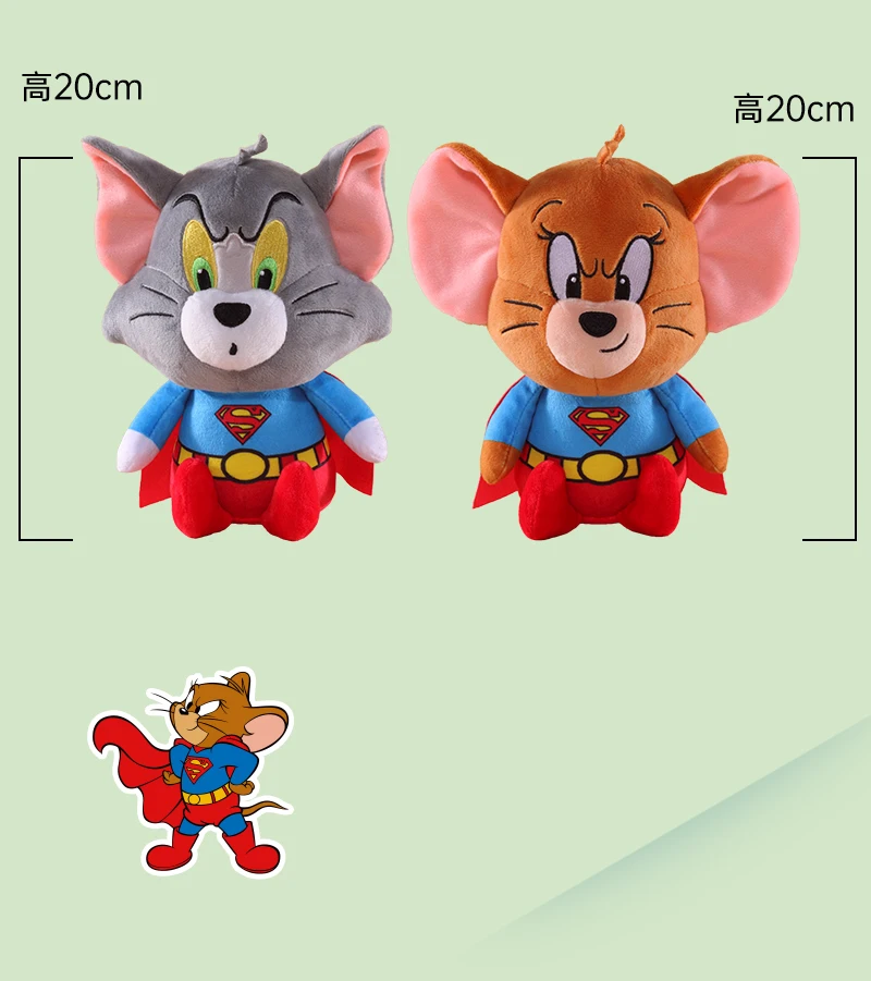 brinquedo-de-pelucia-da-serie-de-aniversario-warner-20cm-tom-e-jerry-cosplay-superman-design-menor-pelucia-vs-bonecos-de-chaveiro-de-12cm