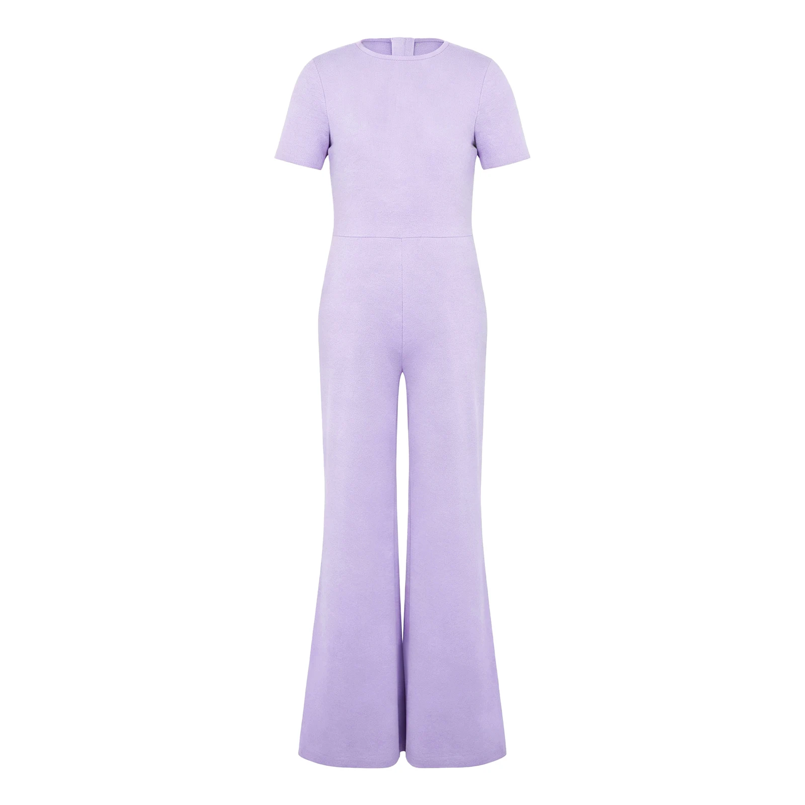 Kids Girls Casual Solid Color Jumpsuit Special Needs Adaptive Clothing Short Sleeve Anti-strip Back Zipper Bell-bottom Rompers view 4