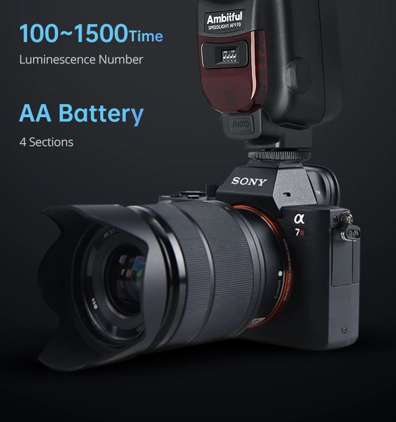 Ambitful AF970 Flash Light Speedlight Speedlite Universal for Fujifilm Nikon Ca