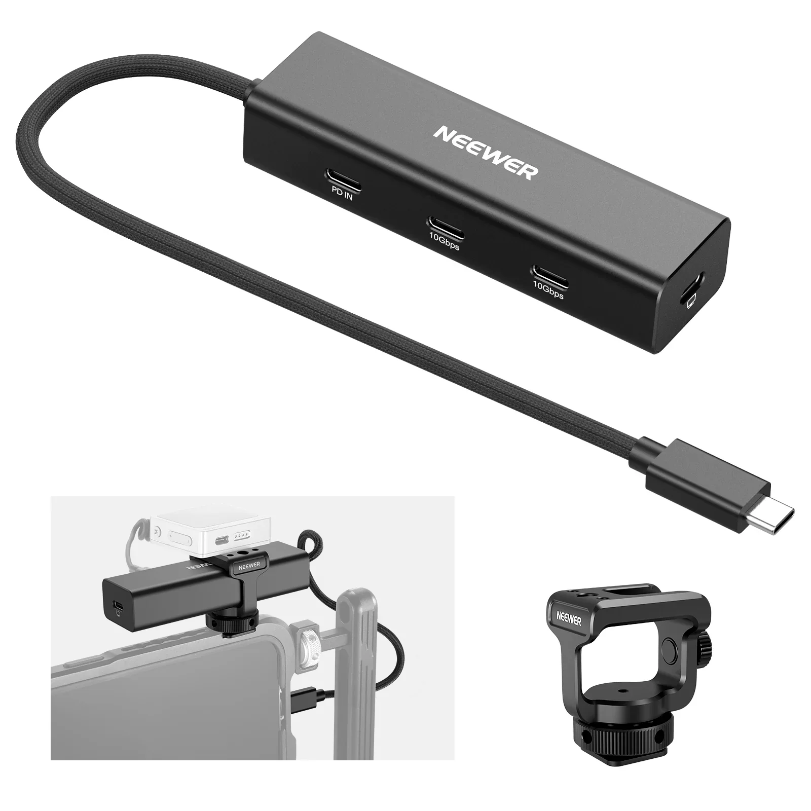 neewer-ps030e-usb-c-hub-docking-station-multiport-adapter-built-with-cold-shoe-mount-for-mobile-phone-cage-vlog-filmmaking