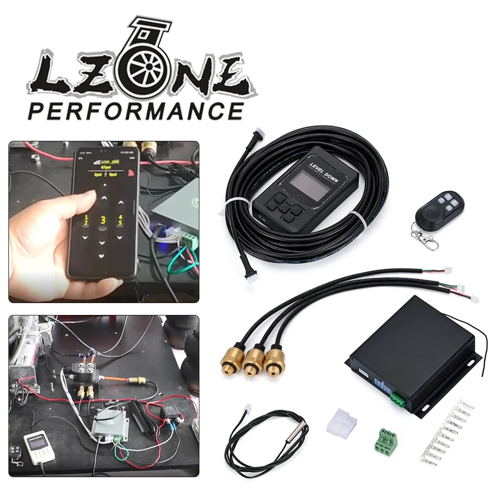 Universal Car Air Ride Suspension Electronic Control System With Pressure Sensor Support Bluetooth Remote Wire Control