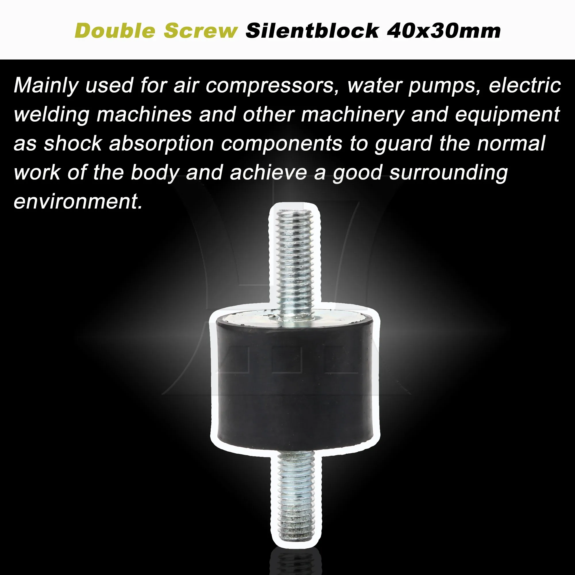 CNBTR Black+Silver M10 Rubber Double Ends Screw Silentblock For Water Pump