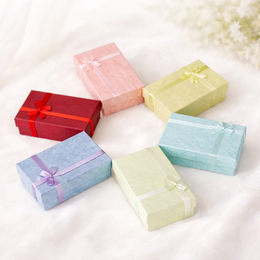 12pcs/lot Assorted Colors Ring Necklace Set Box Trinket Box Necklace Case Earrings Holder 5*8 Packaging Gift Box
