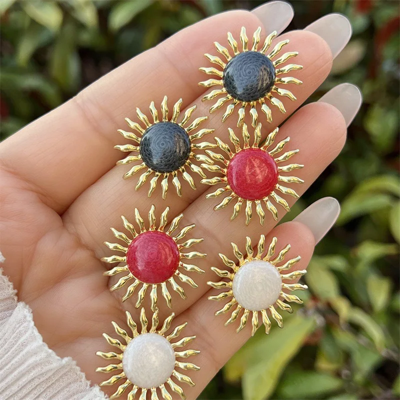 HOT 3Pair-25mm Retro Elegant Sunflower Sun Earrings For Women Bohemian Sun Shine Earrings  Earrings Jewelry Party Gifts