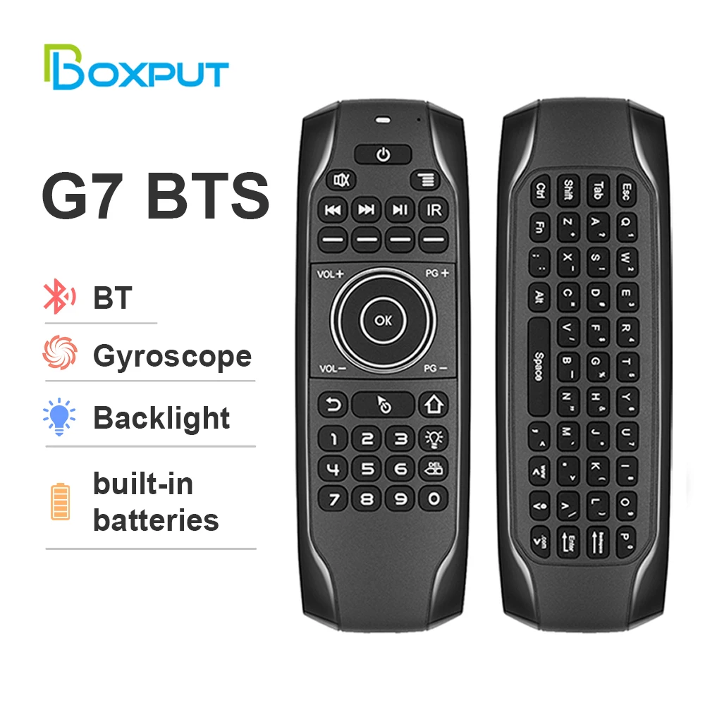 Giroscópio sem fio do rato do ar com voz e aprendizagem IR, Smart TV Box controle remoto, teclado, G7BTS, G7R, V Pro, BT5.0, 2.4G